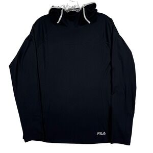 Fila Shirt Womens M Black Hoodie Long Sleeve Pullover‎ Workout Athleisure Top